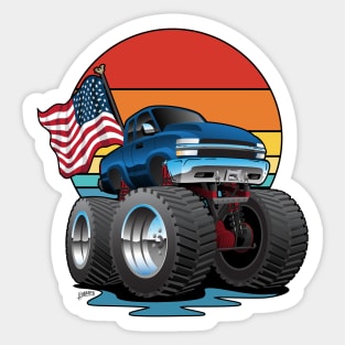 Patriotic Big Monster Truck Off-road 4wd Cartoon Sticker